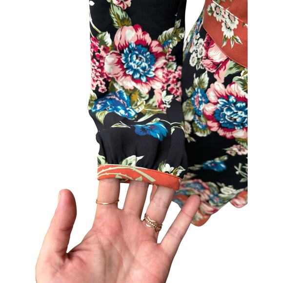 Brooks Brothers Red Fleece Floral V Neck Long Sleeve Fit and Flare Dress - 4 - Picture 5 of 9